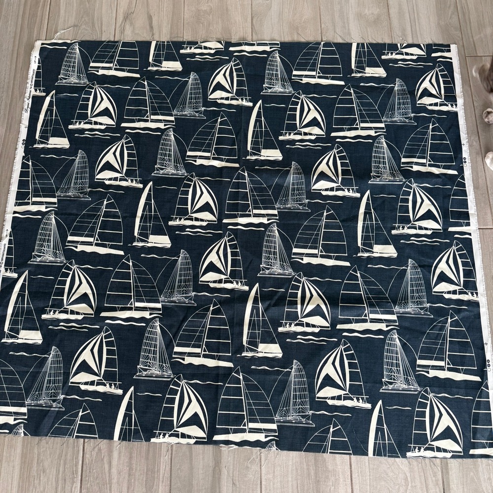 Bryant Industries Sailboat 50x56 Fabric Navy Blue White Nautical Coastal Home